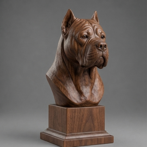 Busto Cane Corso — fundo madeira escura