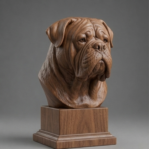 Busto Dogue De Bordeaux — fundo madeira escura