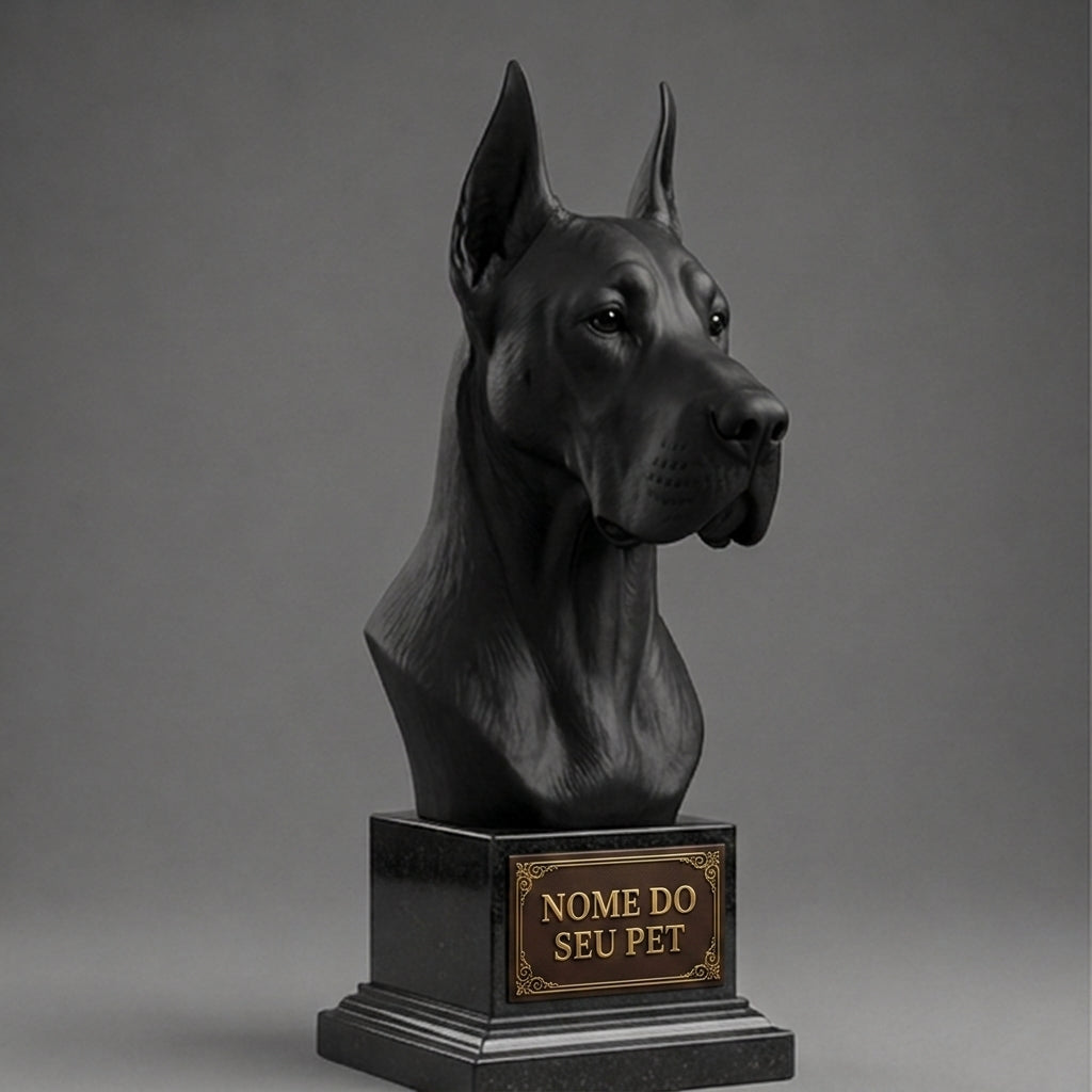 Busto Decorativo Personalizado Great Dane | Escultura 3D com Nome Gravado