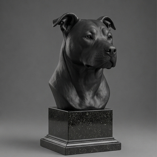 Busto Decorativo Personalizado Pitbull | Escultura 3D com Nome Gravado