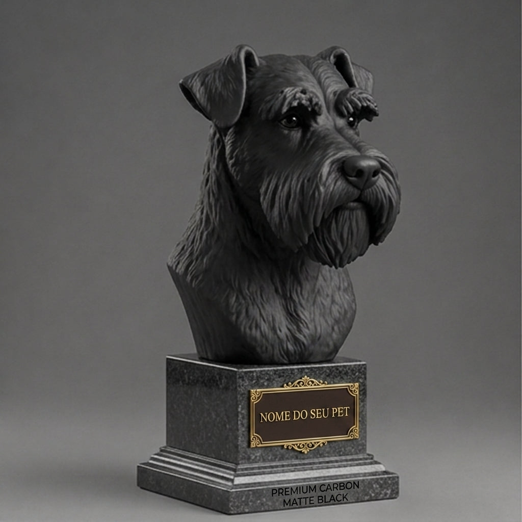 Busto Decorativo Personalizado Schnauzer | Escultura 3D com Nome Gravado