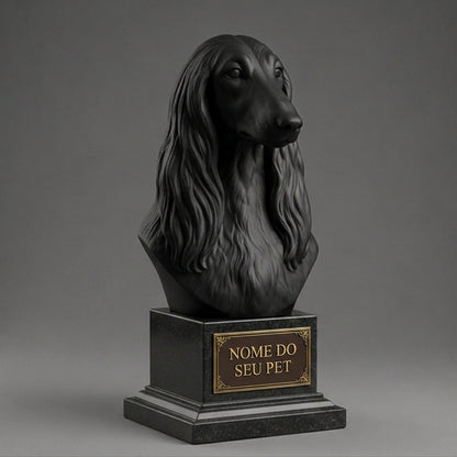 Busto Decorativo Personalizado Afghan Hound | Escultura 3D com Nome Gravado