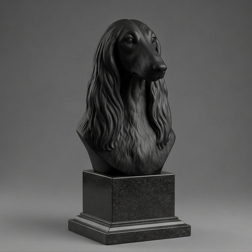 Busto Decorativo Personalizado Afghan Hound | Escultura 3D com Nome Gravado