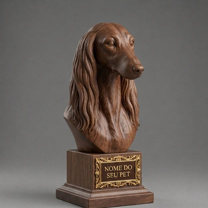 Busto Decorativo Personalizado Afghan Hound | Escultura 3D com Nome Gravado