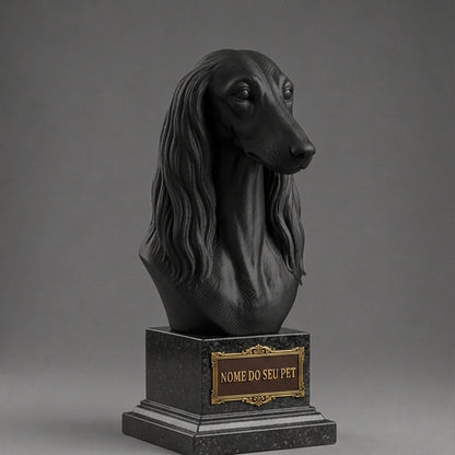 Busto Decorativo Personalizado Afghan Hound | Escultura 3D com Nome Gravado