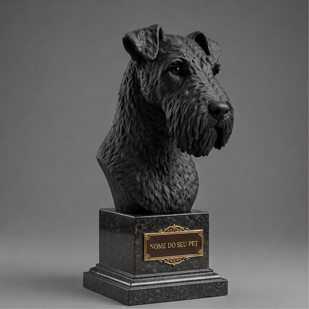 Busto Decorativo Personalizado Airedale Terrier | Escultura 3D com Nome Gravado