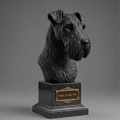 Busto Decorativo Personalizado Airedale Terrier | Escultura 3D com Nome Gravado