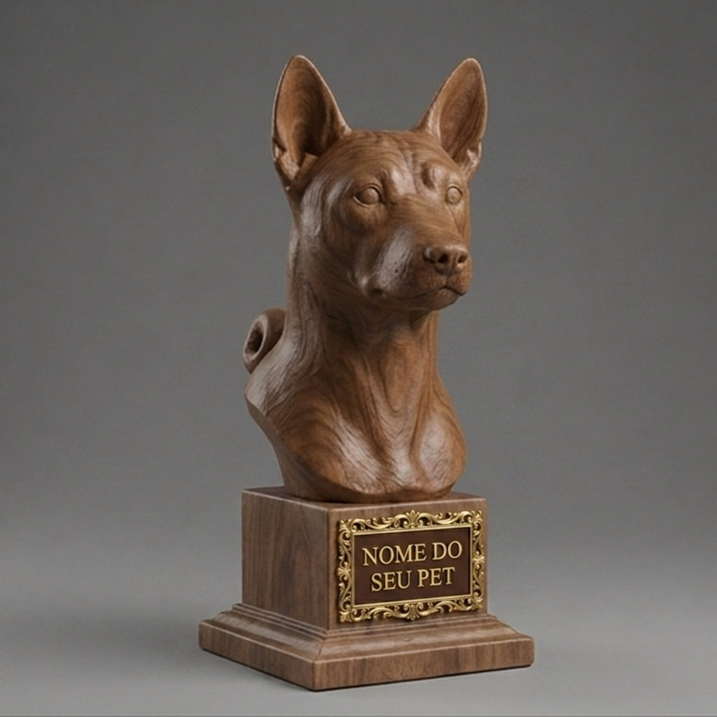 Busto Decorativo Personalizado Airedale Terrier | Escultura 3D com Nome Gravado