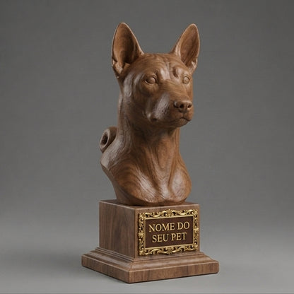 Busto Decorativo Personalizado Airedale Terrier | Escultura 3D com Nome Gravado