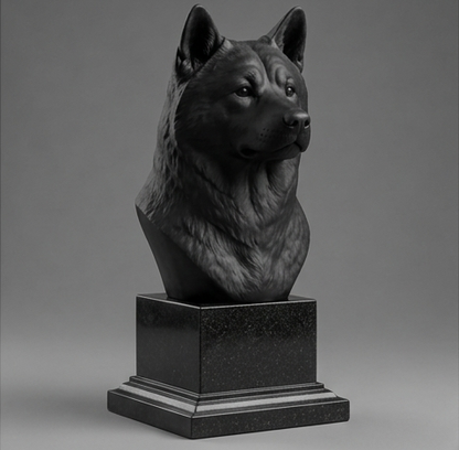 Busto Decorativo Personalizado Akita | Escultura 3D com Nome Gravado