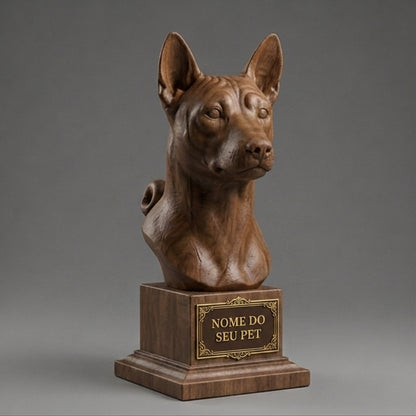 Busto Decorativo Personalizado Basenji | Escultura 3D com Nome Gravado