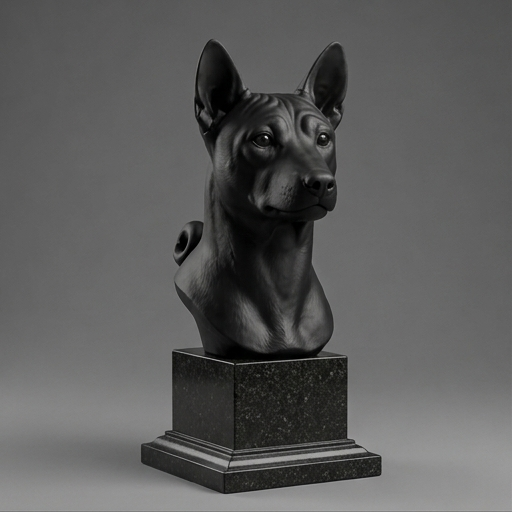 Busto Decorativo Personalizado Basenji | Escultura 3D com Nome Gravado