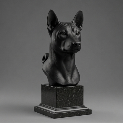 Busto Decorativo Personalizado Basenji | Escultura 3D com Nome Gravado