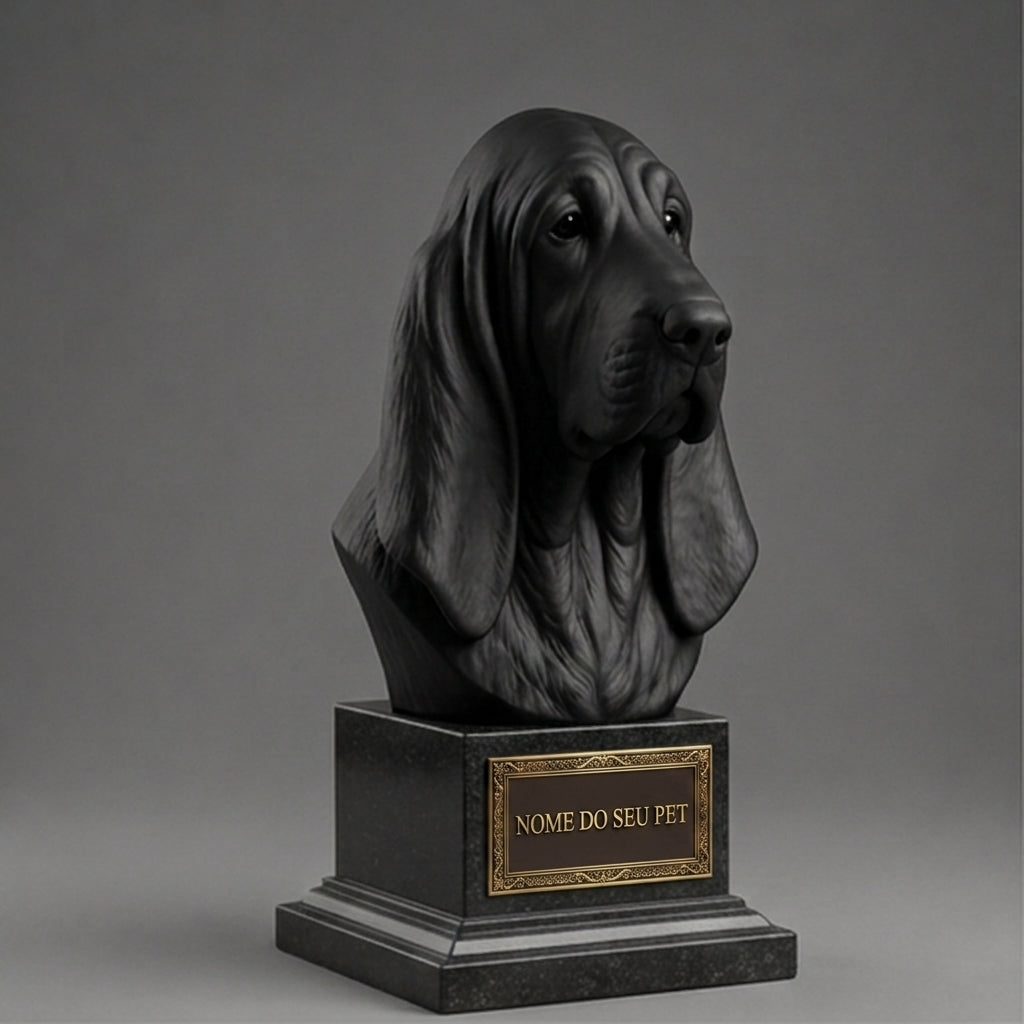 Busto Decorativo Personalizado Basset Hound | Escultura 3D com Nome Gravado
