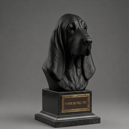 Busto Decorativo Personalizado Basset Hound | Escultura 3D com Nome Gravado