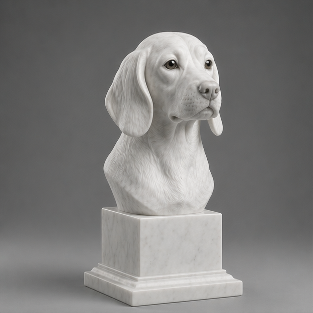 Busto Decorativo Beagle Personalizado | Escultura Artesanal em 7 Materiais (da sua escolha)