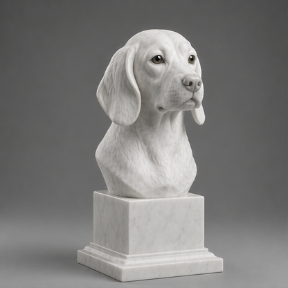 Busto Decorativo Beagle Personalizado | Escultura Artesanal em 7 Materiais (da sua escolha)