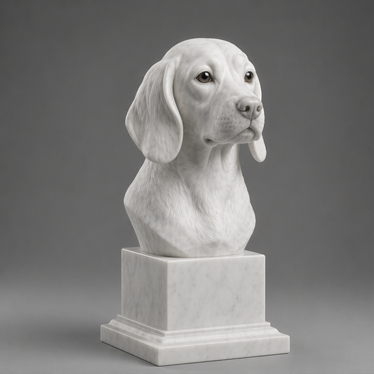 Busto Decorativo Beagle Personalizado | Escultura Artesanal em 7 Materiais (da sua escolha)