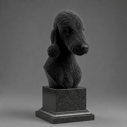 Busto Decorativo Personalizado Bedlington Terrier | Escultura 3D com Nome Gravado