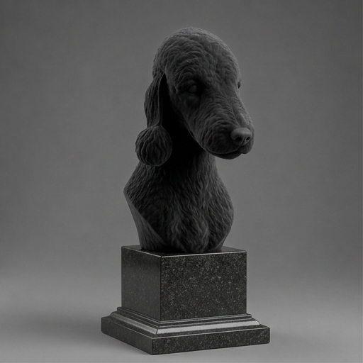 Busto Decorativo Personalizado Bedlington Terrier | Escultura 3D com Nome Gravado