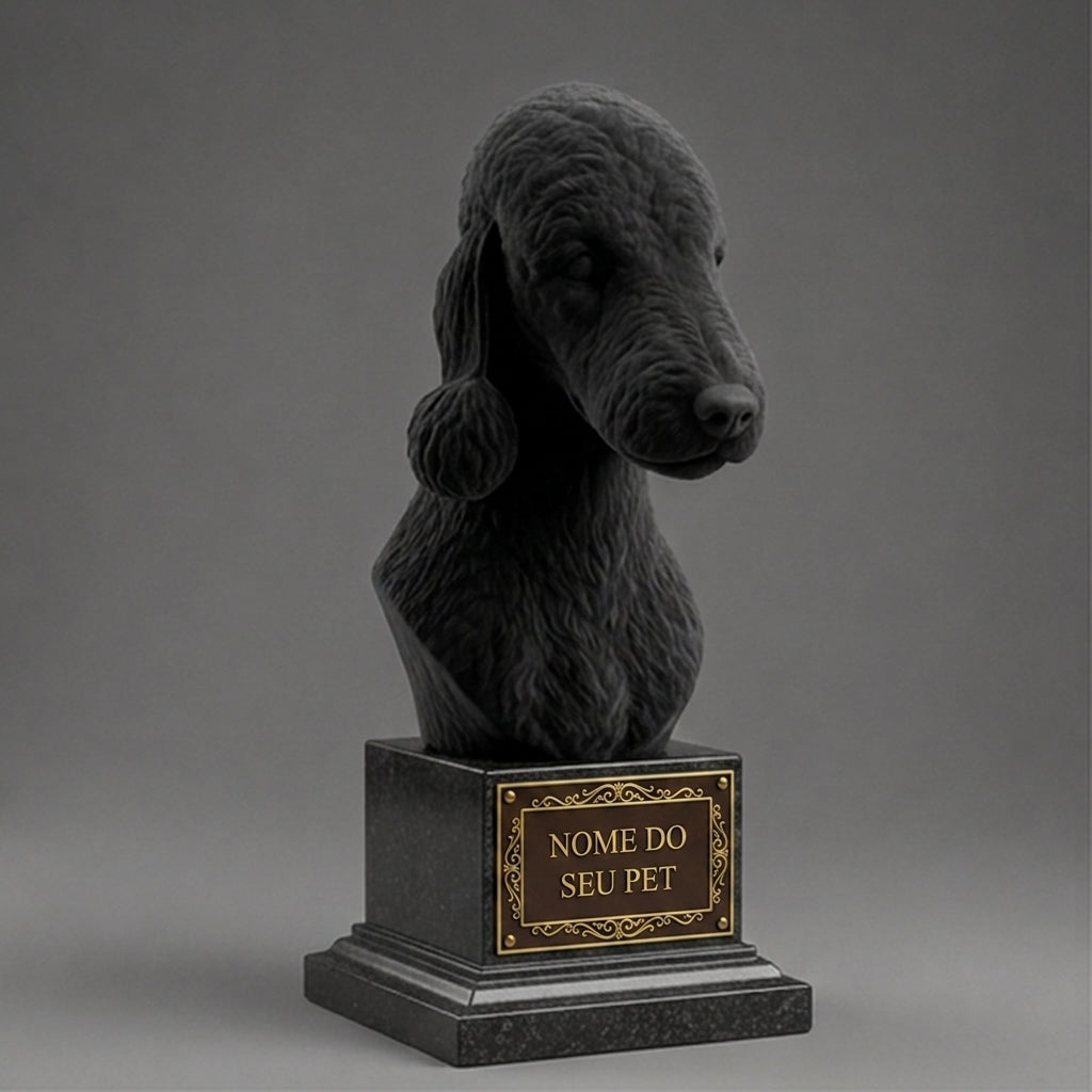 Busto Decorativo Personalizado Bedlington Terrier | Escultura 3D com Nome Gravado