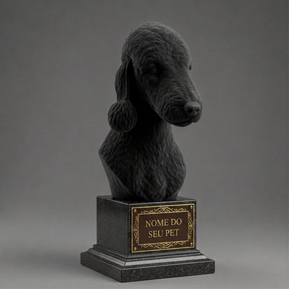 Busto Decorativo Personalizado Bedlington Terrier | Escultura 3D com Nome Gravado