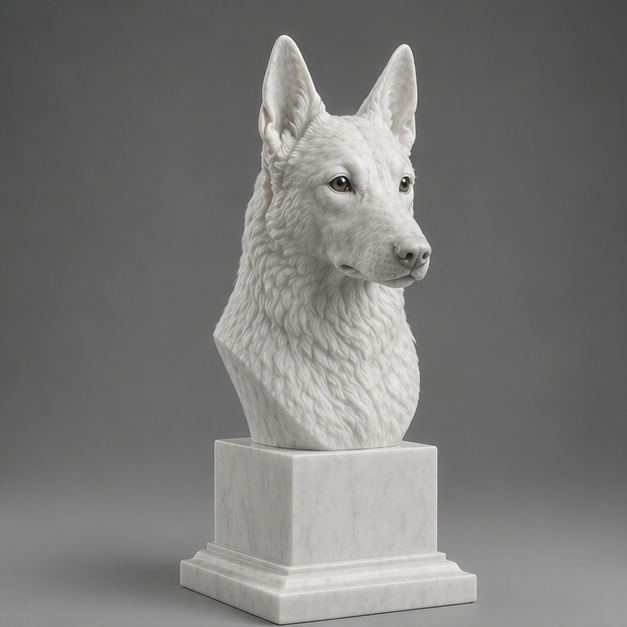 Busto Decorativo Laekenois Belga Personalizado | Escultura Artesanal em 7 Materiais (da sua escolha)