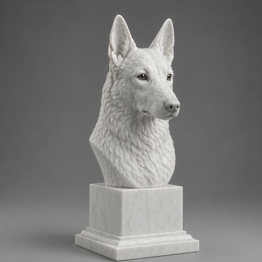 Busto Decorativo Laekenois Belga Personalizado | Escultura Artesanal em 7 Materiais (da sua escolha)