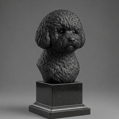 Busto Decorativo Personalizado Bichon Frisé | Escultura 3D com Nome Gravado