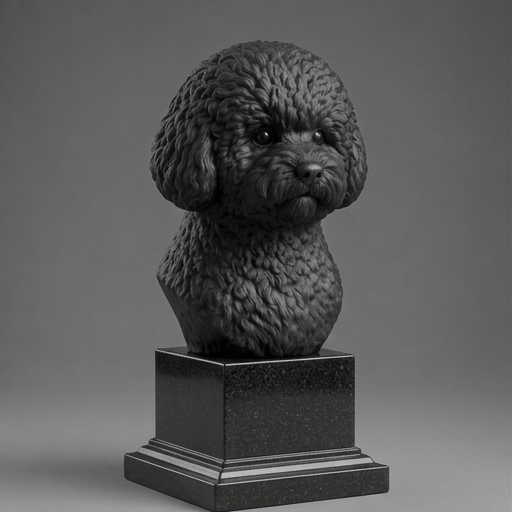 Busto Decorativo Personalizado Bichon Frisé | Escultura 3D com Nome Gravado