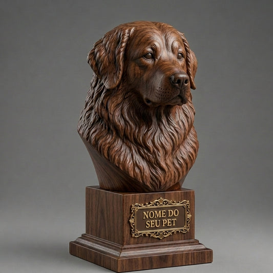 Busto Decorativo Personalizado Bernese Mountain Dog | Escultura 3D com Nome Gravado