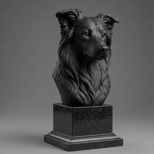 Busto Decorativo Personalizado Border Collie | Escultura 3D com Nome Gravado