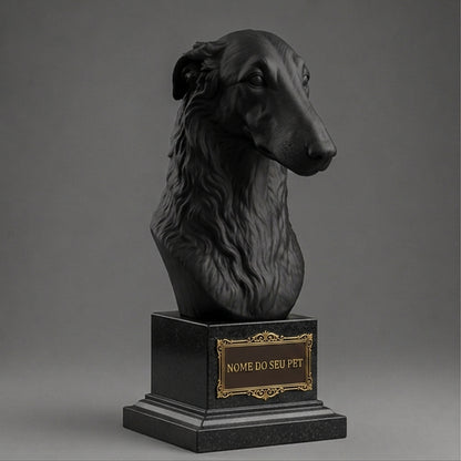 Busto Decorativo Personalizado Borzoi | Escultura 3D com Nome Gravado
