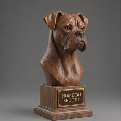 Busto Decorativo Personalizado Boxer | Escultura 3D com Nome Gravado