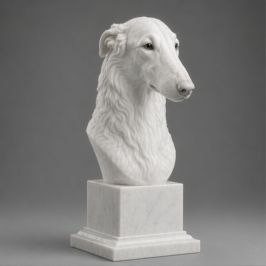 Busto Decorativo Borzoi Personalizado | Escultura Artesanal em 7 Materiais (da sua escolha)