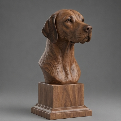 Busto Hungarian Vizsla — fundo madeira escura
