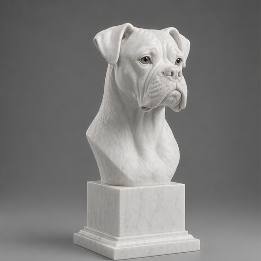 Busto Decorativo Boxer Personalizado | Escultura Artesanal em 7 Materiais (da sua escolha)