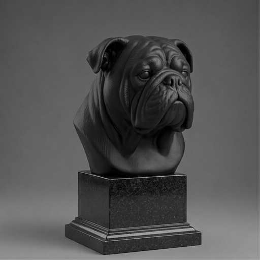 Busto Decorativo Personalizado Buldogue Inglês | Escultura 3D com Nome Gravado