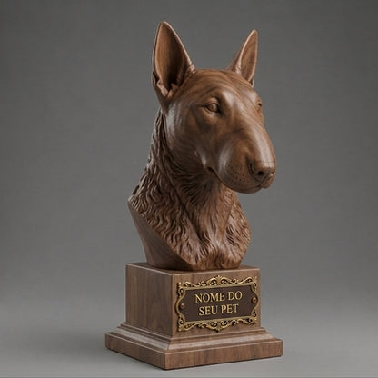 Busto Decorativo Personalizado Bull Terrier | Escultura 3D com Nome Gravado