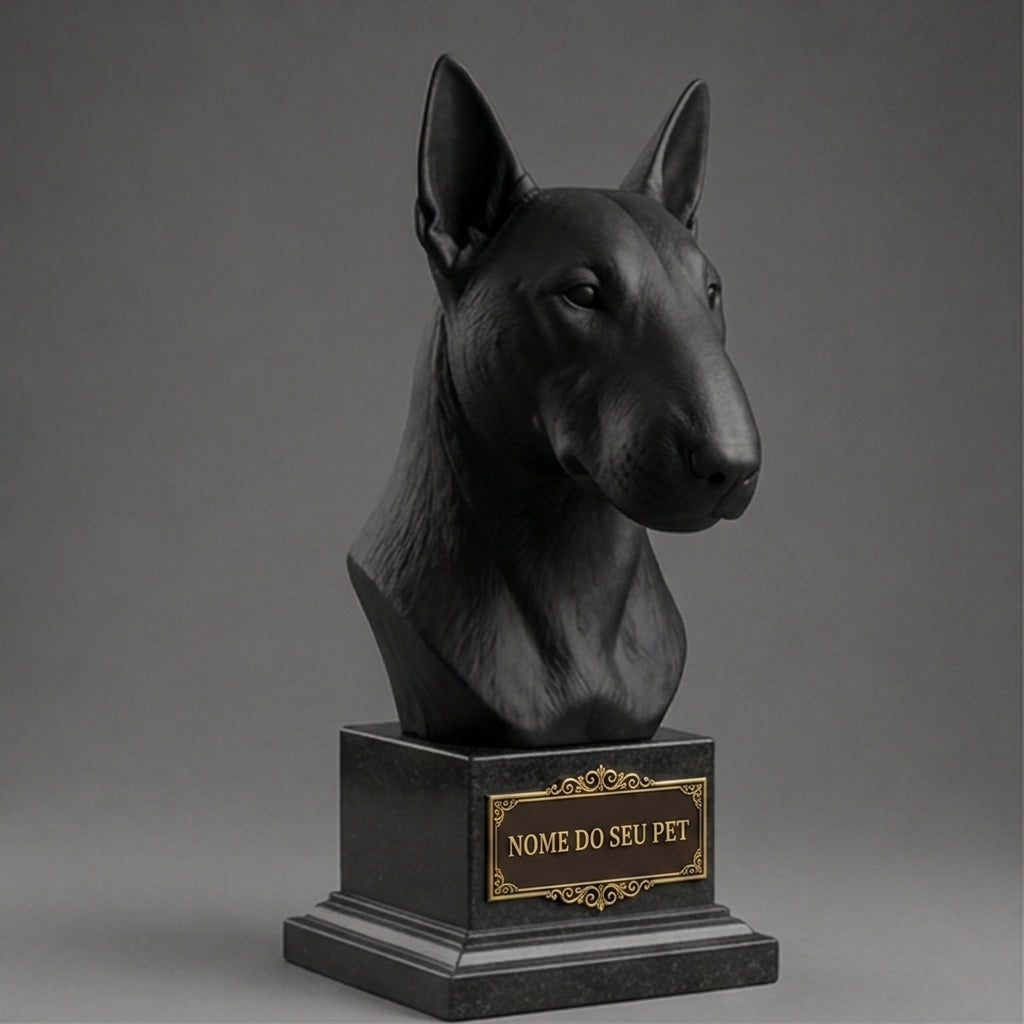 Busto Decorativo Personalizado Bull Terrier | Escultura 3D com Nome Gravado