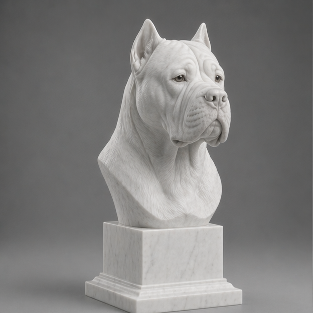Busto Decorativo Cane Corso Personalizado | Escultura Artesanal em 7 Materiais (da sua escolha)