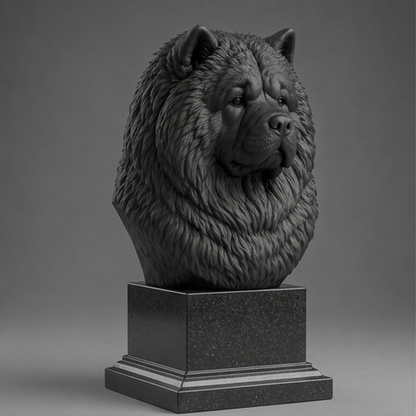 Busto Decorativo Personalizado Chow Chow | Escultura 3D com Nome Gravado