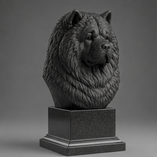 Busto Decorativo Personalizado Chow Chow | Escultura 3D com Nome Gravado