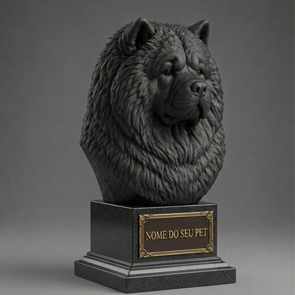 Busto Decorativo Personalizado Chow Chow | Escultura 3D com Nome Gravado