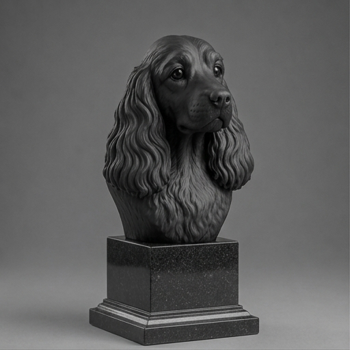 Busto Decorativo Personalizado Cocker Spaniel | Escultura 3D com Nome Gravado