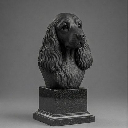 Busto Decorativo Personalizado Cocker Spaniel | Escultura 3D com Nome Gravado