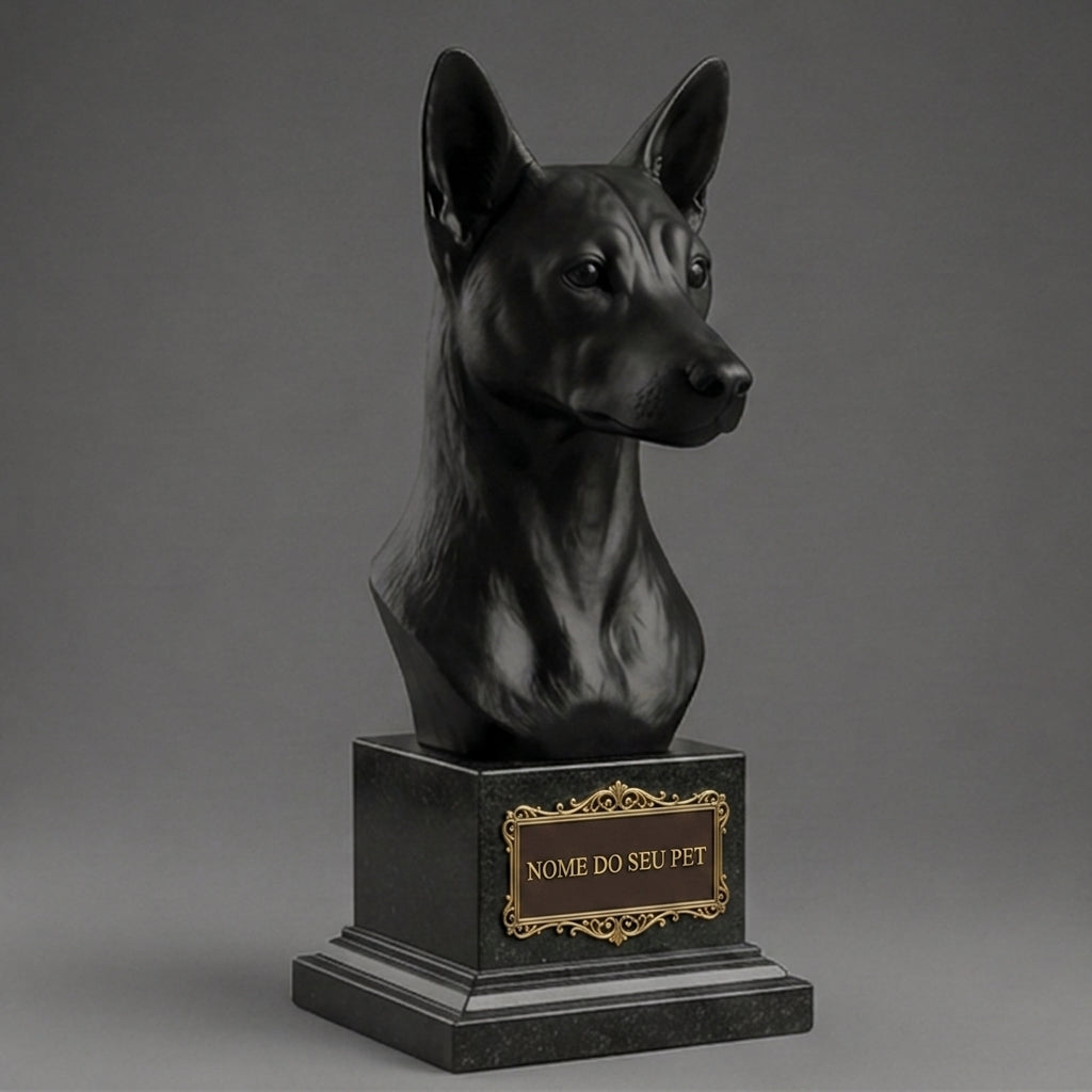 Busto Decorativo Personalizado Dachshund | Escultura 3D com Nome Gravado