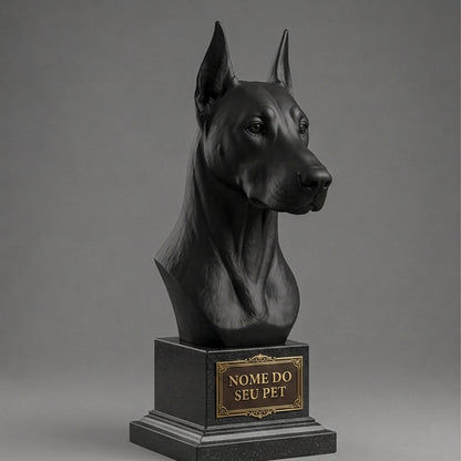 Busto Decorativo Personalizado Doberman | Escultura 3D com Nome Gravado