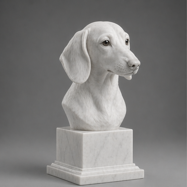 Busto Decorativo Dachshund Personalizado | Escultura Artesanal em 7 Materiais (da sua escolha)