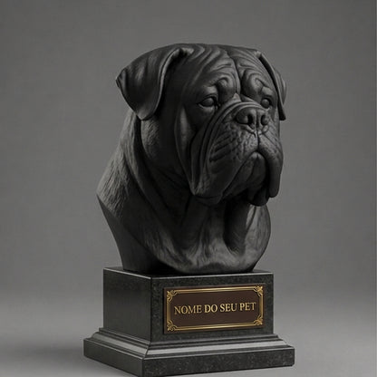 Busto Decorativo Personalizado Dogue de Bordeaux | Escultura 3D com Nome Gravado